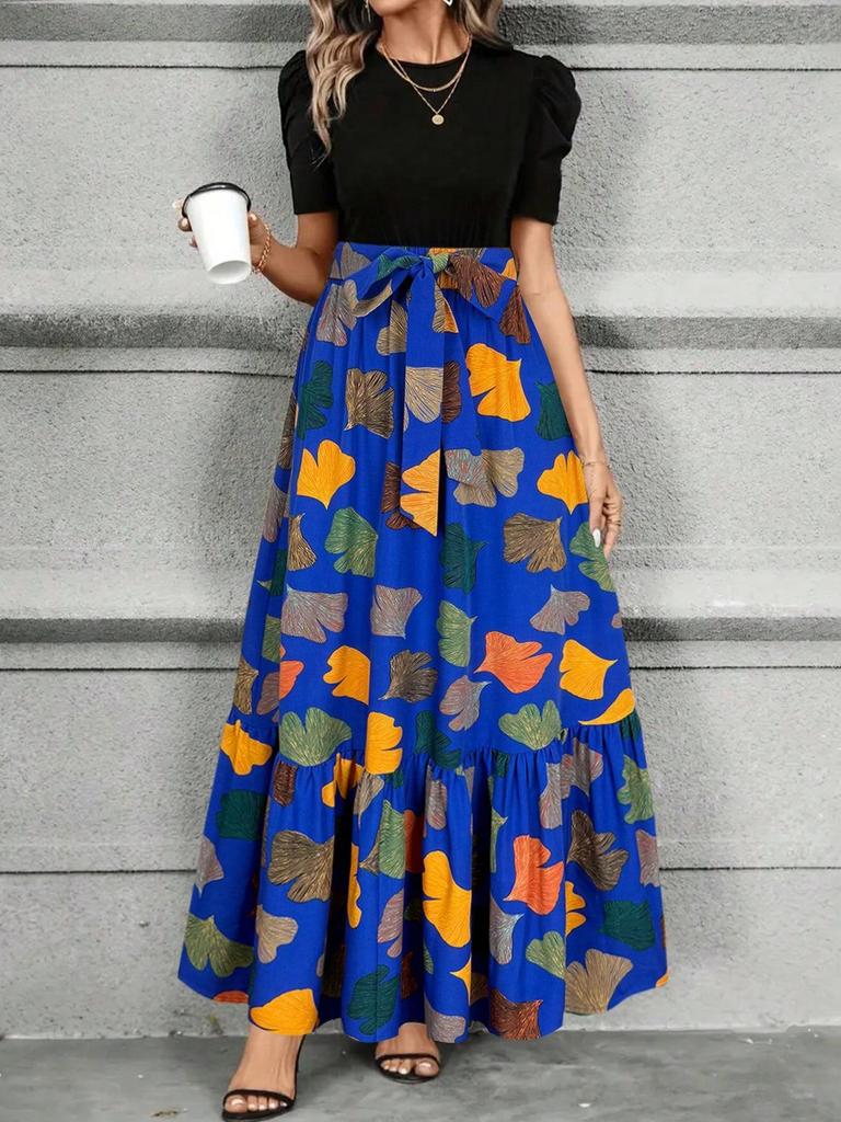 2026 European & American Short-Sleeved Round Neck Printed Dresses: Summer Women's Fashion.