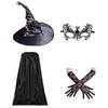 Witch Cosplay Costume Including Witch Cloak Witch Hat Eyemask and Gloves, for Girl Cosplay Party Carnivals Masquerade