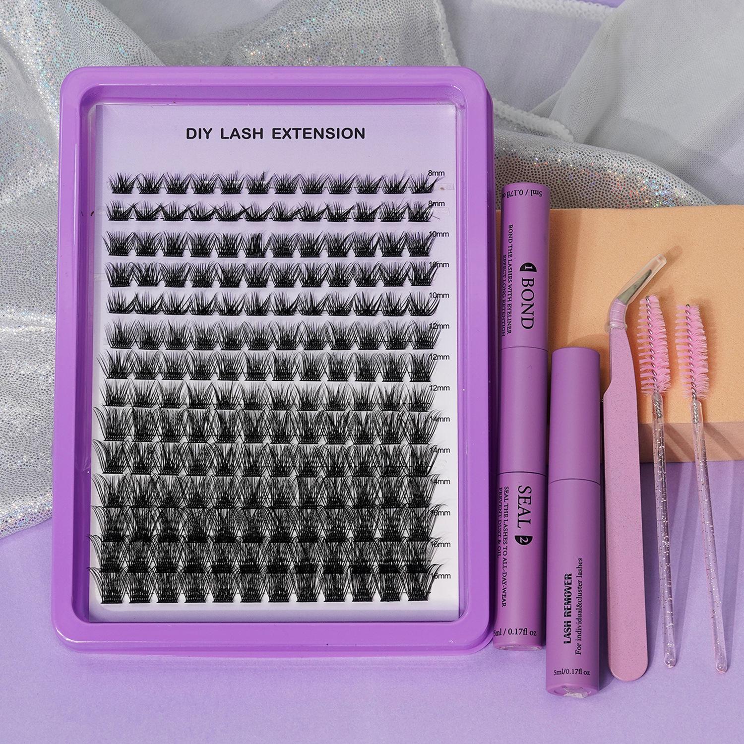 

14 Rows Large Capacity Mixed Eyelashes with Thick Black Stem - Hot Melt Cluster Lashes in Various Lengths 8-16mm чёрный