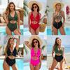 Sexy Bandage Hollow Out Waist Bikini Swimsuit With Padded Cups No Underwire For Beach