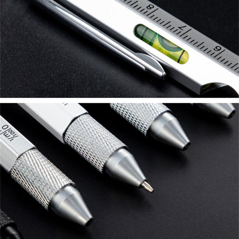 7-in-1 Multitool Tech Tool Stift Schraubenzieher Stift Wasserwaage Kugelschreiber Metall Werkzeug Stift Multitool Stift Handwerkzeug