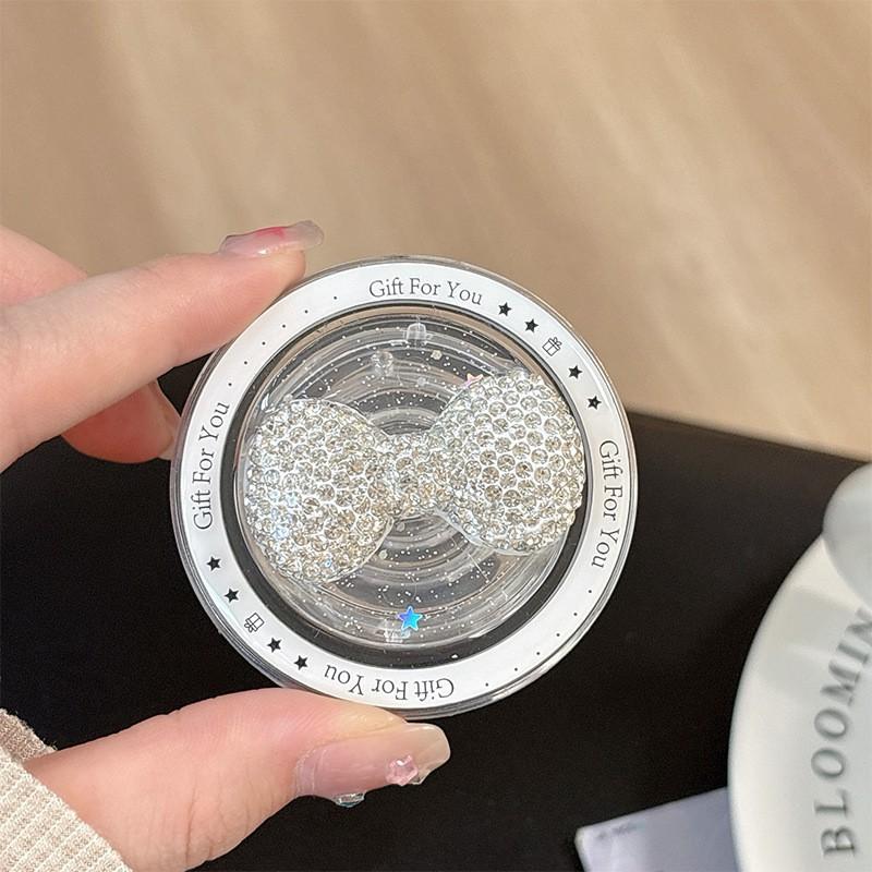 

Diamond Bow Light Luxury Phone Airbag Holder Magnetic Suction Adhesive Backing Three-dimensional Tie Ring Women s Style Korean