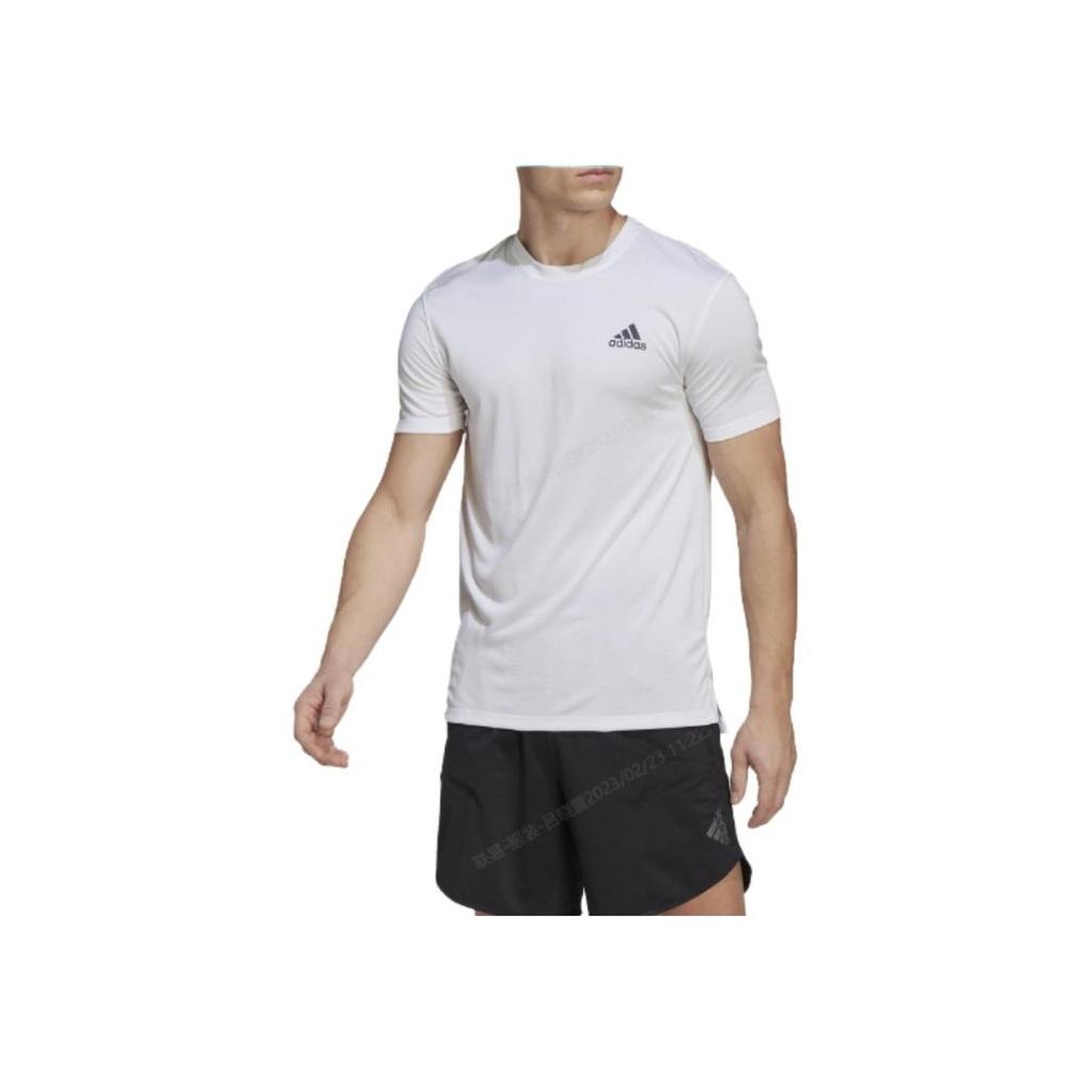 Adidas Logo Print Gym T-Shirt Men Tops White HT9053