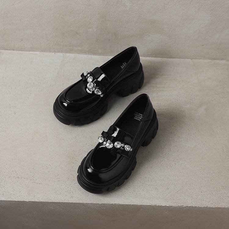 

Женская обувь ручной работы кожаные туфли-лоферы на высоком каблуке на платформе в иностранном стиле универсальные японские с круглым носком увеличивающие рост одинарные туфли женские новые м 40