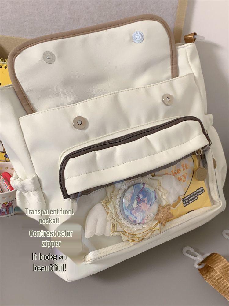 Women's Versatile Ita Canvas Tote – Large Capacity, Single Shoulder, Crossbody Handbag for Students