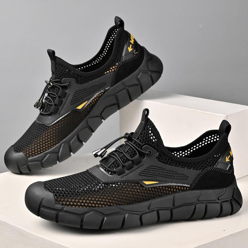 Fashion Summer Men Sandals Fashion Handmade Mesh Flats  Outdoor Beach Sandals Breathable Casual Beach Shoes Hollow Out Treking Footwear