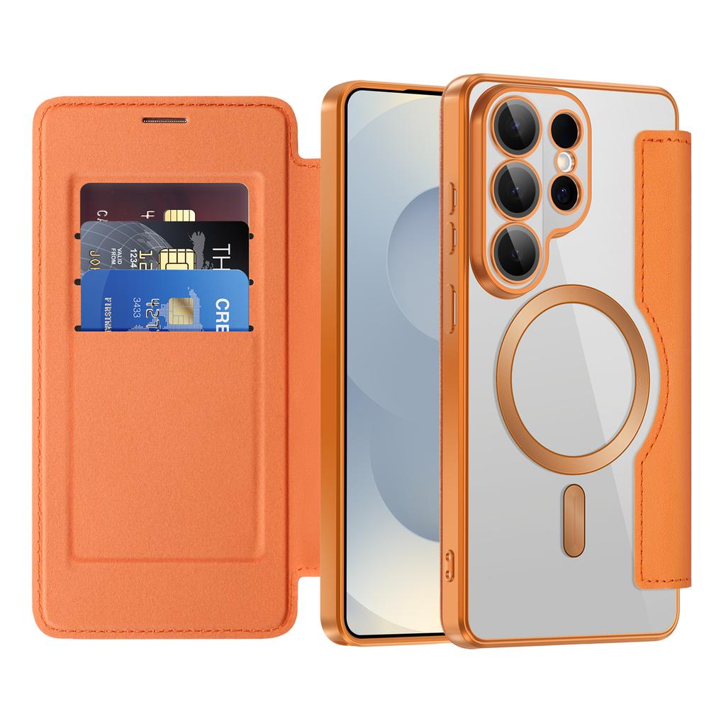 Flip Card Slot Wallet PU Leather for MagSafe Plating Case for Samsung Galaxy S26 Ultra S25 Edge S24 S23FE S22 Plus A57 A37 Cover