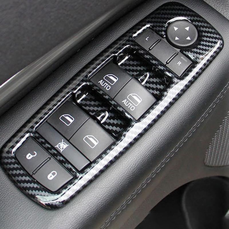 4pcs Window Switch Cover Trims Car Door Armrest Panel Handle Holder Window Lift Switch Button Cover for Dodge Durango 2014-