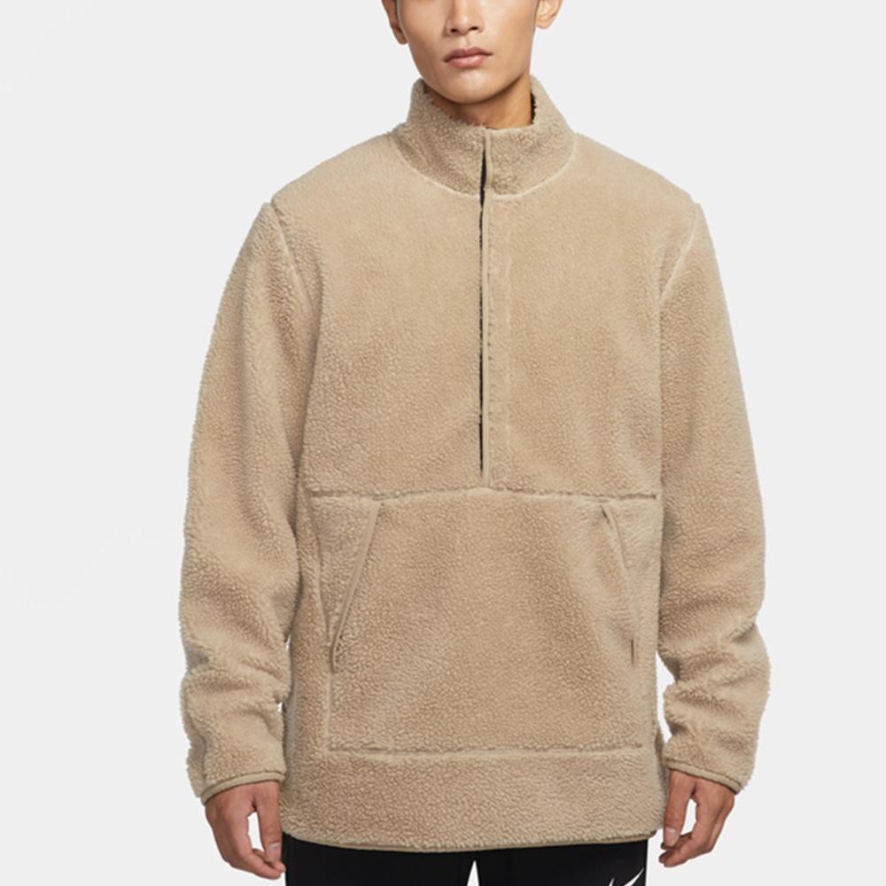 Men's Nike Lamb's Wool Stay Warm Half Zipper Solid Color Khaki DD2183-247