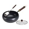 Chinese Fry Pan Boiling Gas Ergonomic Handle Spade with Lid Flat Bottom for Restaurant Home Kitchen