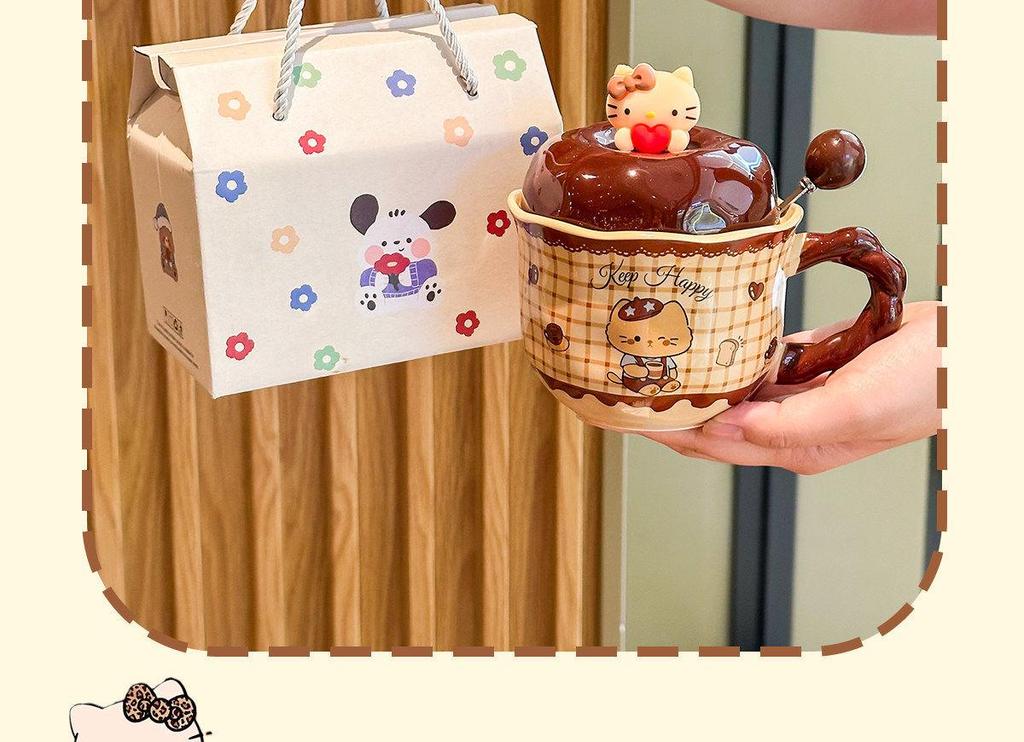Cute Cat Ceramic Mug Gift Set for Girls and Best Friends' Birthdays