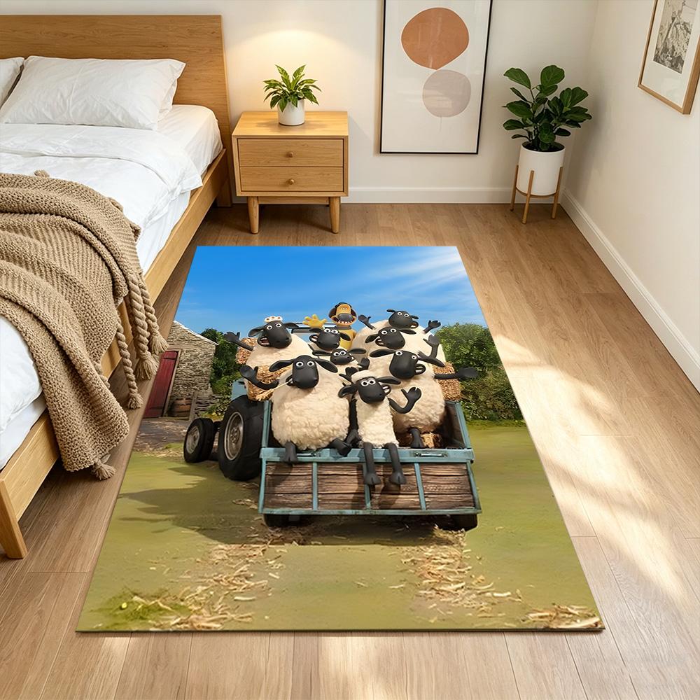 Shaun Sheep Washable Door Mat Durable Anti-slip Backing Non-slip Bottom Pet-friendly Living Room Elegant Luxury Rug Holiday Home Gift
