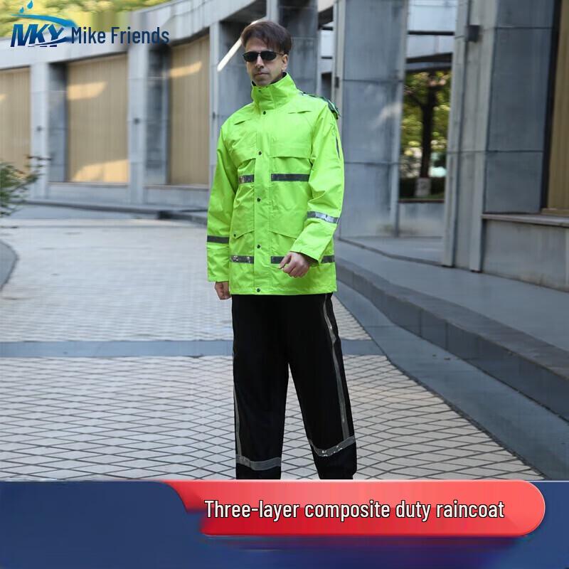 Maikeyou High-Visibility Reflective 3-Layer Split Rain Suit 4XL