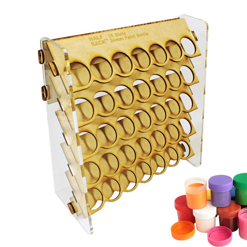 35 Slots Paint Bottle Rack 34mm Paints Holder Tool Holders Multi-Layer Wooden Organizer Storage Stand Cabinet