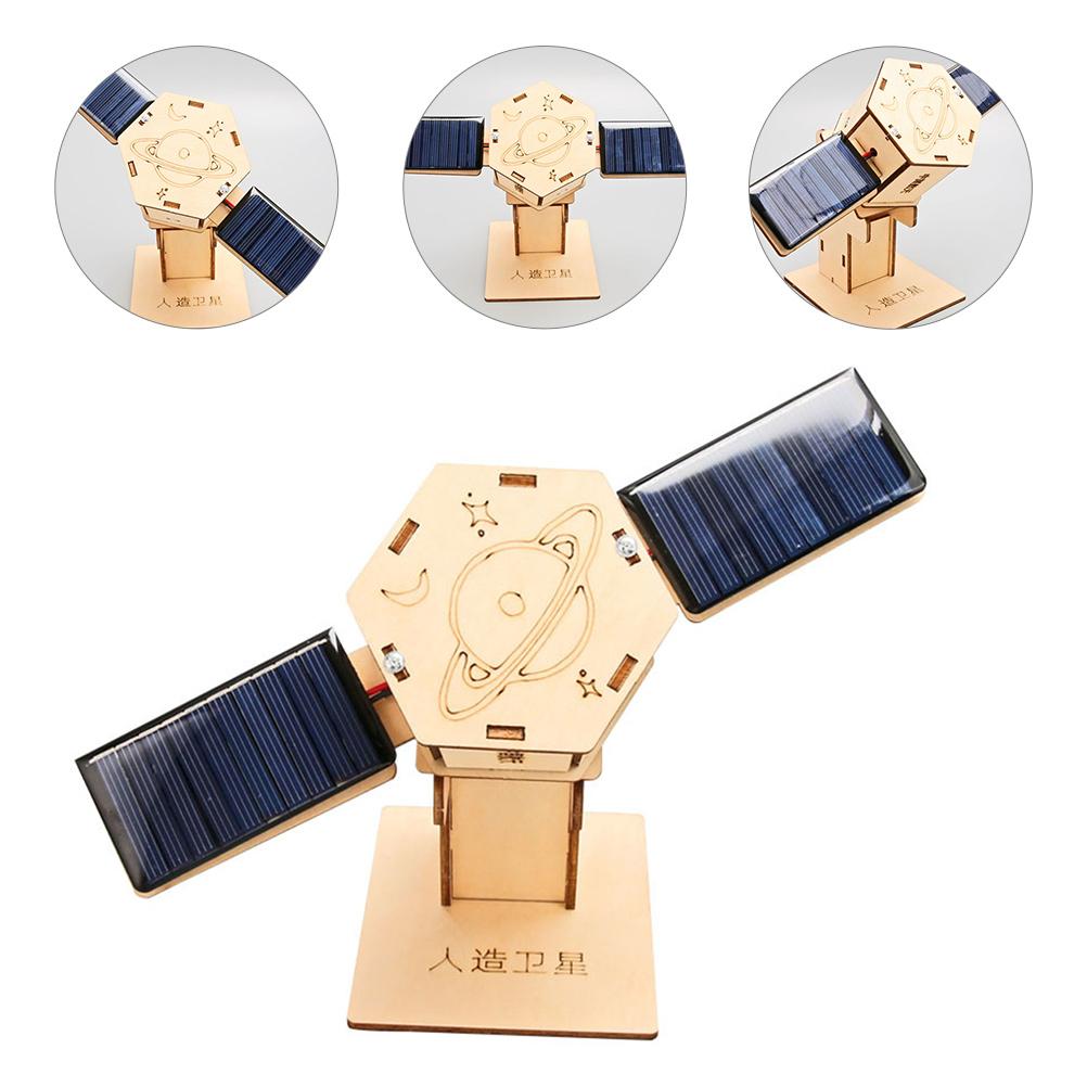 Creative Artificial Satellite Space Models, DIY Solar Satellite Model Kit, Rotating Satellite Solar Powered 3D Construction Assembly Toy