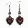 Gothic Punk Red Rose Wings Heart Earrings