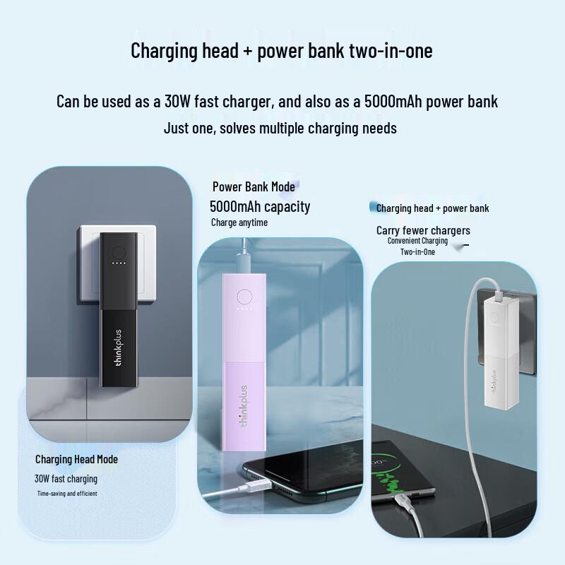 Lenovo ThinkPlus 2-in-1 Power Bank & PD 30W Charger