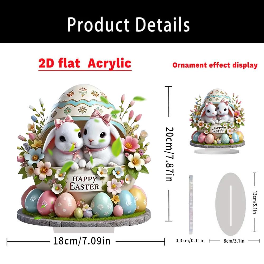Easter Cute Colored Egg Little Rabbit Flat Acrylic Bonsai Home Table Festive Atmosphere