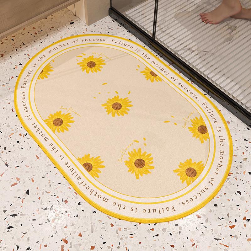 Absorbent Quick Drying Non-slip Diatom Mud Mat Bathroom Toilet Toilet Door Mat Easy To Clean Bathroom Door Mat