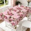 1pc, Pink Rose Print Tablecloth, Perfect for Family Gatherings, Living Room, Dining Room, Coffee Table, And Party Decor, Made of High-Quality Polyeste