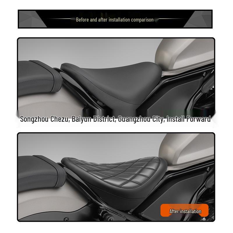 Black Retro Plaid Front Seat Cushion for REBEL CM300/500 Motorcycles