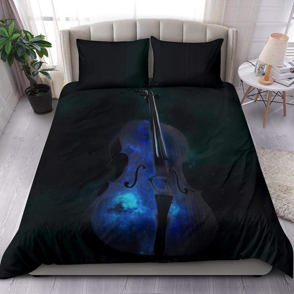 Violin King Queen Duvet Cover Flowers Roses Bedding Set Stringed Instruments Comforter Cover Fashion Music Polyester Quilt Cover