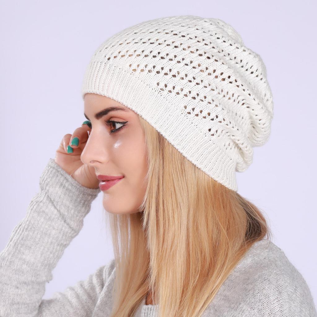 Autumn and Winter Warm Knitted Ear Protection Pile Up Hats Single Layer Women's Hats
