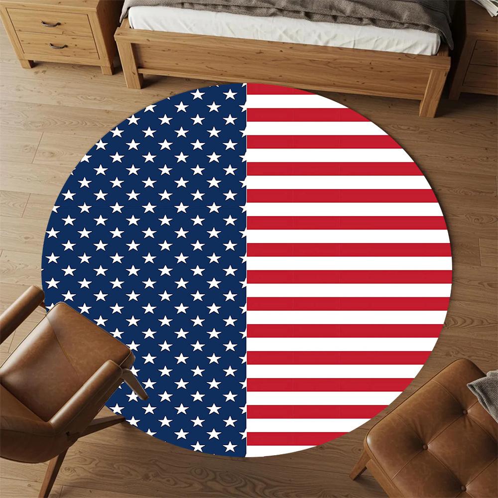1pc American Flag Round Chair Mat Area Rug - Non-Slip, Floor Mat for Office, Bedroom, Home Decor Christmas Gift-1002367