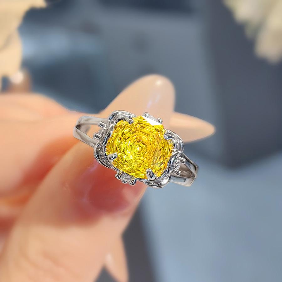 Octagonal Millennium Rose Pink Diamond Necklace Pendant Inlaid With High Carbon Diamonds Lucky Yellow Diamond Earrings Tanzanian Blue Ring Women