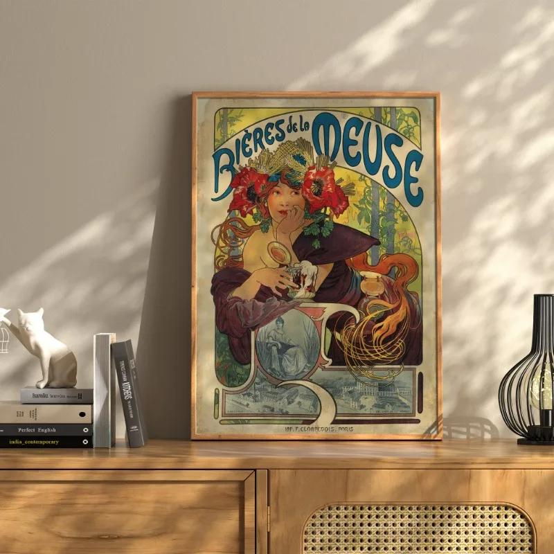 Vintage French Ads Woman Art Poster Portraits Nouveau Alphonse Mucha Canvas Painting Wall Prints Picture Room Home Decor