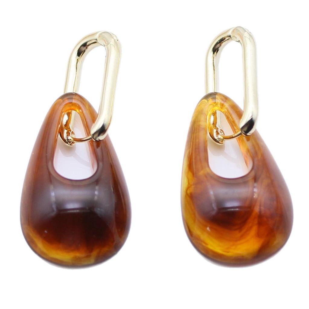 Retro Europäische & Amerikanische Acryl-Ohrringe: Vintage goldfarbene, kaffeefarbene, transparente Wassertropfen-Manschetten.