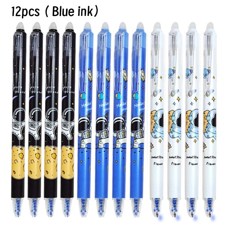 

12 шт. Ручка гелевая черная «Астронавт», нажимная ручка 0,5 мм, студенческая, школьная, мультяшная, офисная, инструмент для письма и рисования, милая мультяшная экзаменационная канцелярия