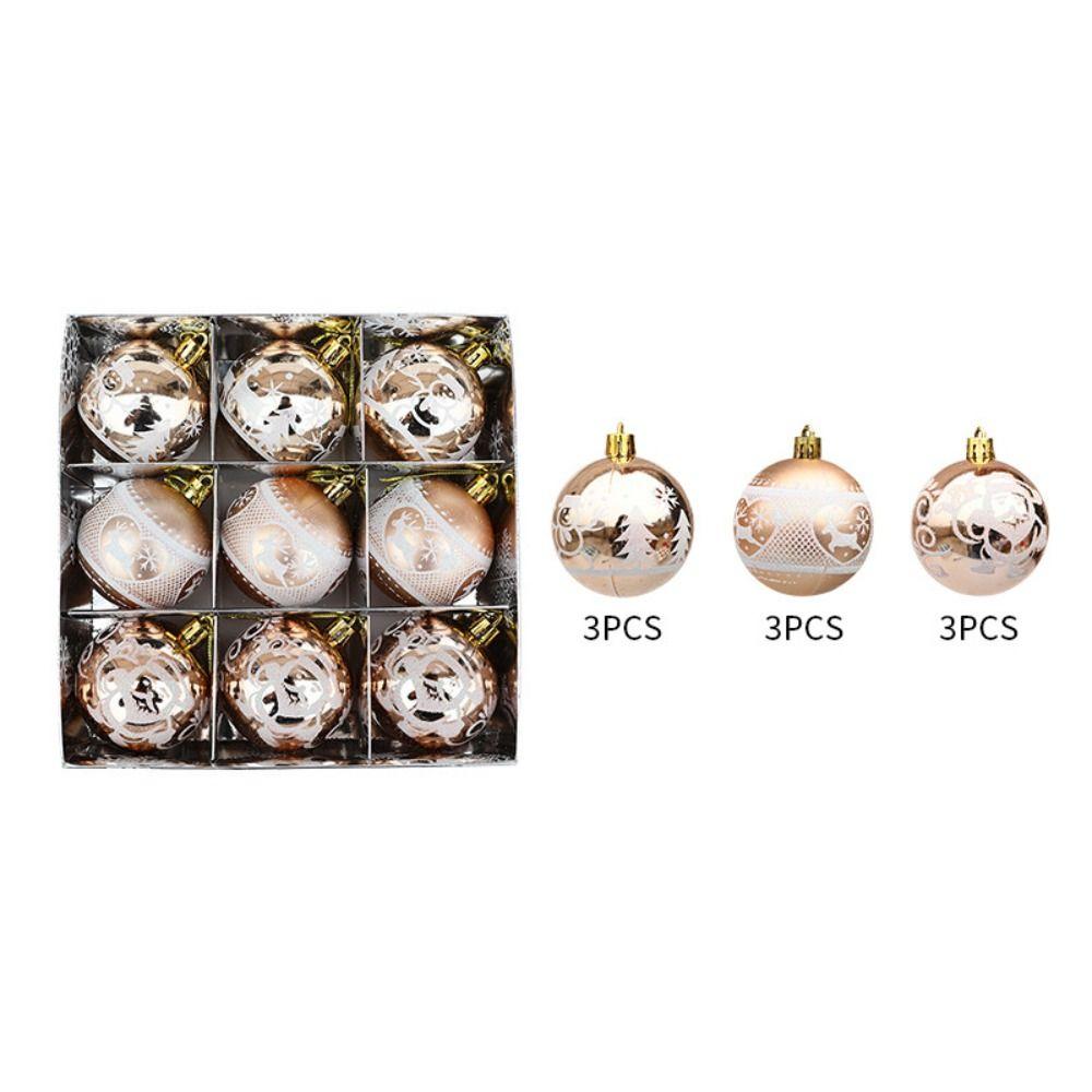 9pcs Plastic Hanging Bauble Ornament Electroplated Xmas Tree Hanging Ornament  Christmas Tree Wreath