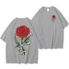 Unisex Sommer Baumwolle Rote Rose Gewickeltes Band Bedrucktes T-Shirt Atmungsaktiv Groß Lässig Locker T-Shirt Kurzarm