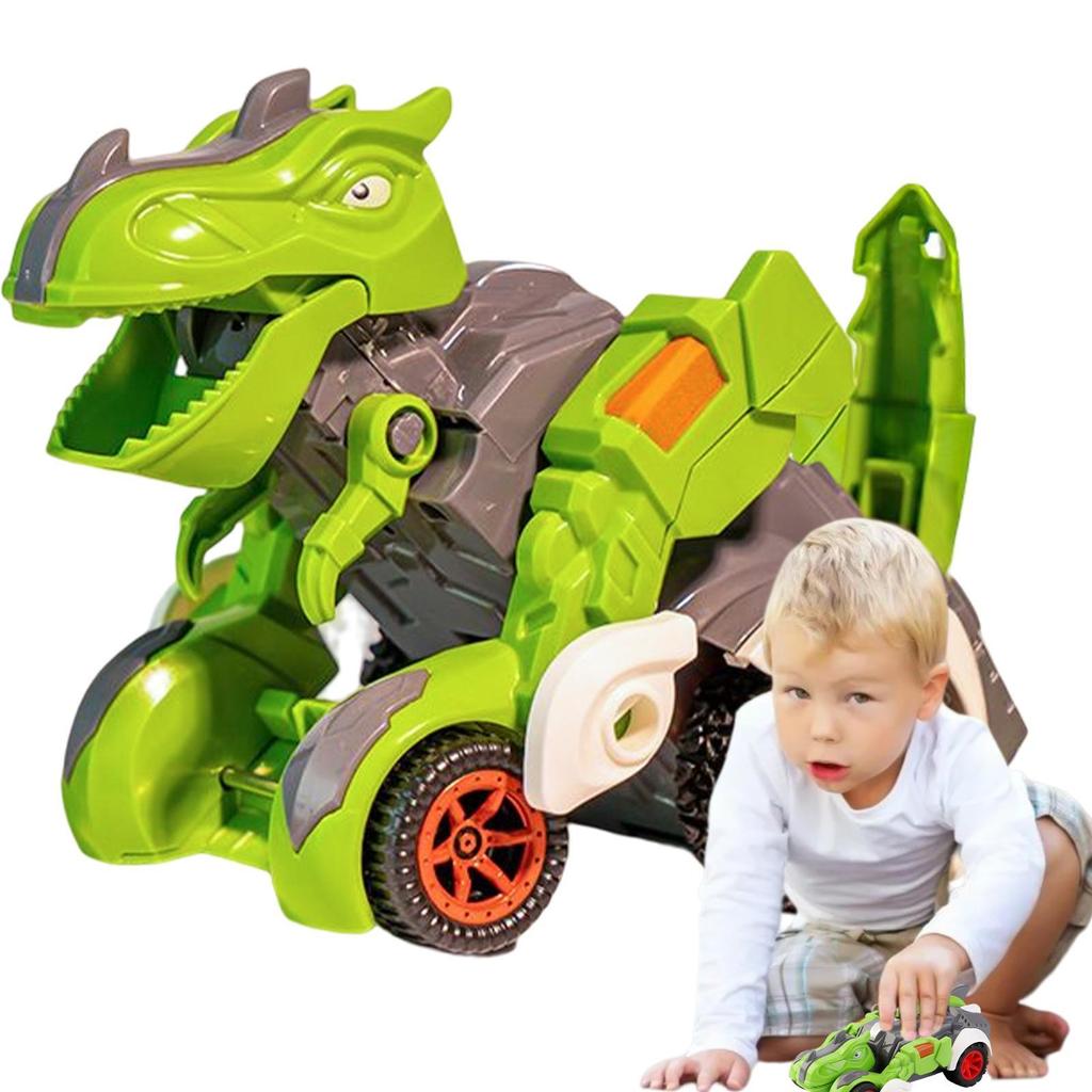 Pull Back Car Toy|Dinosaur Shape Transforming Vehicle Playsets|Friction Driving Dinosaur Carrier Ve