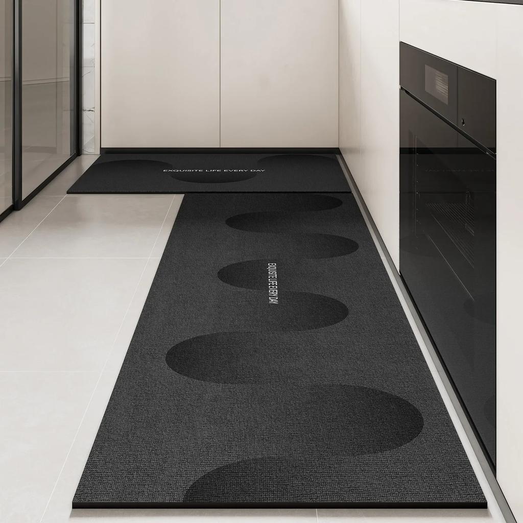 Kitchen Rug Pvc Waterproof Leather Carpet Black Long Floor Mat Non-slip Oil-proof Home Decoration Rugs Alfombras De Cocina
