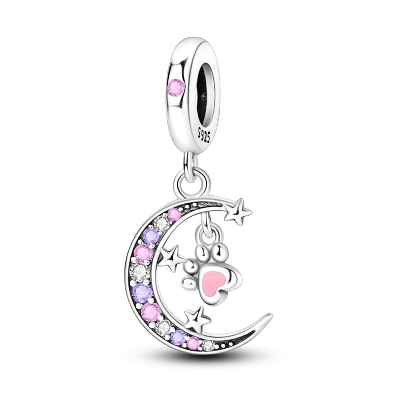 Original Copper Charms Bead Inlaid Zirconium Love Heart Pets Pendants Mom'S Gift Fit Bracelet Jewelry Diy Marking