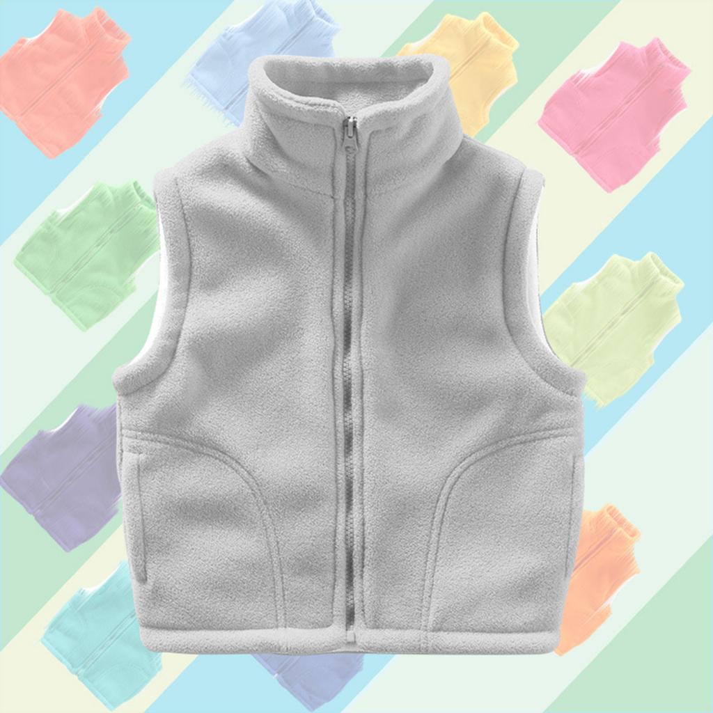 Children's Solid-color Vests Thickened Cardigan Jackets For Girls And Boys