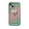 Funda de teléfono de silicona con gradiente de corazón de amor láser 3d coreano para Iphone 14 13 12 11 Pro Max Smudge Pink, funda suave Simple a prueba de golpes