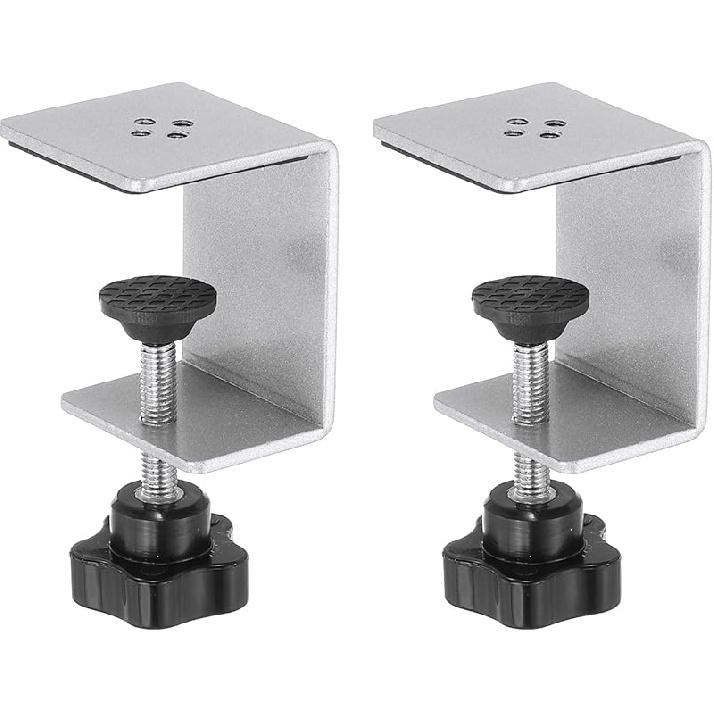 PATIKIL C Clamps, 2 Pcs Heavy Duty Metal Black Desk Clamp Adjustable Mounting Table Clamp with Protective Pad for Fixing Acrylic Glass Plastic Wood