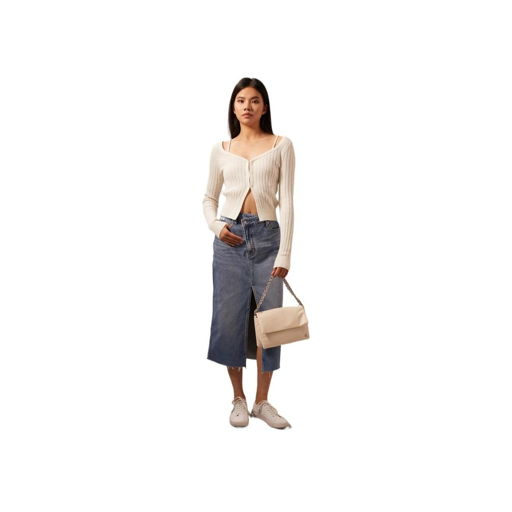New CALVIN KLEIN Synthetic Material Crossbody Bag Women's Egg Shell Yellow DH3571-QDV