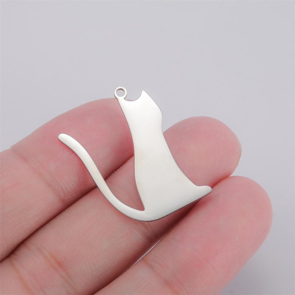 My Shape 5 Stück Niedlicher Katzenanhänger Süße Langschwanzkatzen Kätzchen Tier Edelstahl Charms für Halskette Schmuckherstellung DIY Geschenke