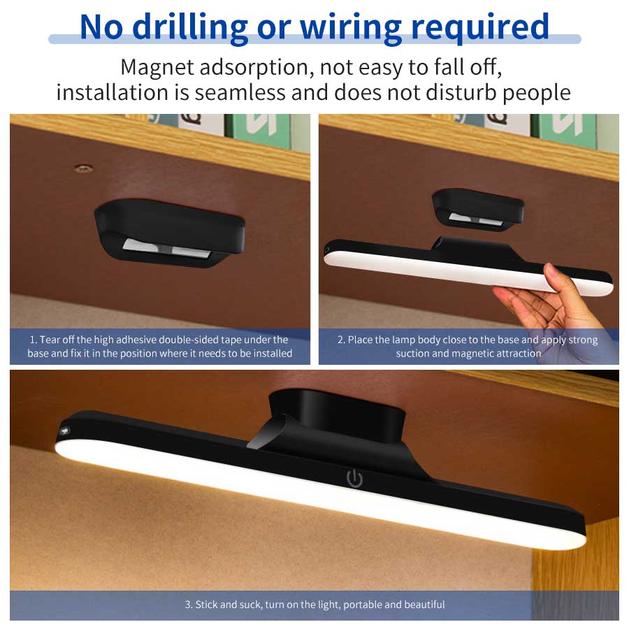 LED Makeup Lamp Light 3 Colors Mirror Light USB Rechargeable Hanging Magnetic Lamp Touch Switch Selfie Light Closet Lighting