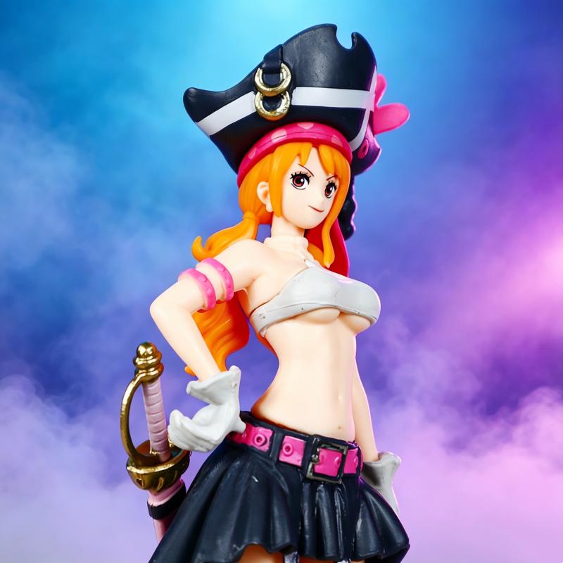 Anime One Piece Nami Black Clothes Action Figure ONE PIECE FILM RED Dress Up Figurine PVC Collectible Model Toy Birthday Gift