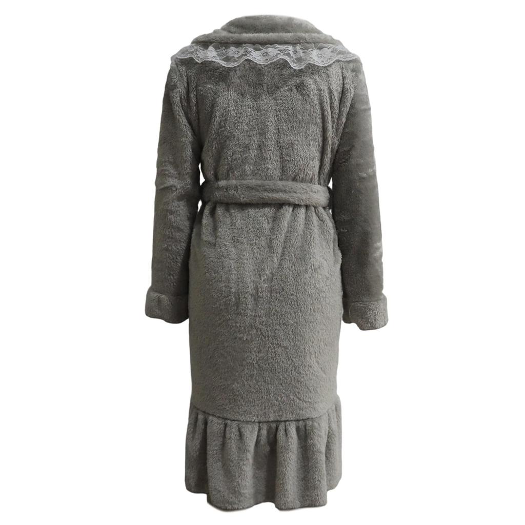 Women's Hooded Fleece Dressing Gown Women's Bathrobe Lightweight House Coat Long Bathrobe Plush