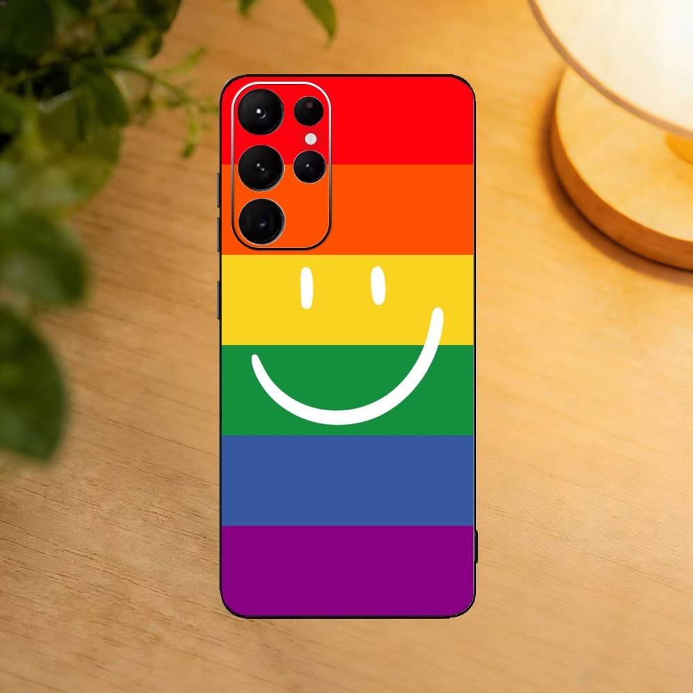 Gay Lesbian LGBT Rainbow Flag Phone Case For Samsung S25,S24,S21,S22,S23,S30,Ultra,S20,Plus,Fe,Lite Black Shell