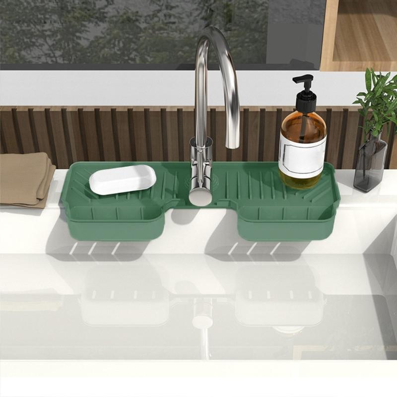 Kitchen Sink Splash Guards Drying Rack and Soap Holder Kitchen Sink Supply Faucet Splash Mats,Bathroom