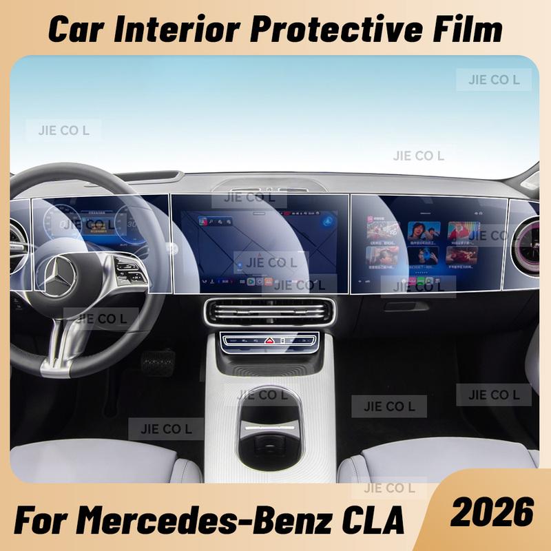 Pro Mercedes Benz CLA 2026 Nová Energie Ochranná fólie na středovou konzoli, palubní desku a navigaci proti poškrábání z TPU