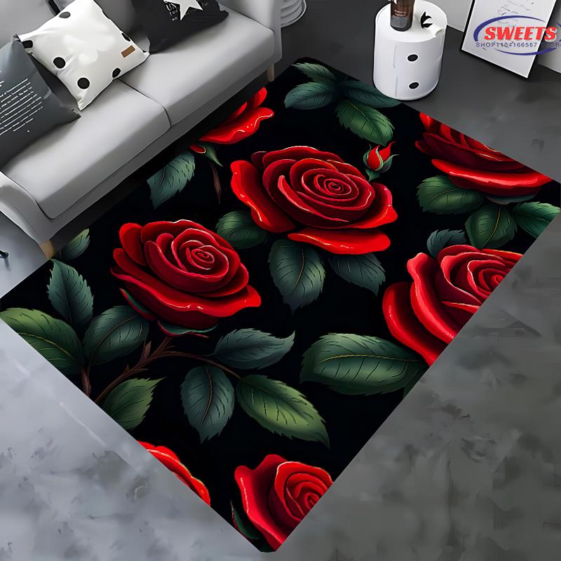 Rich Flower Theme Printed Carpet! Anti-slip Sound Insulation, Living Room Bedroom Entrance Door Mat Sofa Rug Next Day Shipping