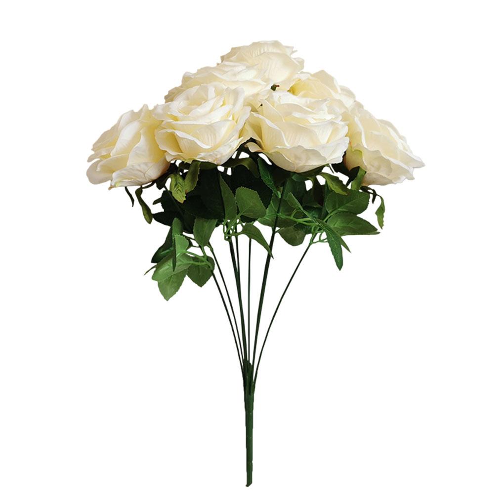 

10 Heads Artificial Rose Bouquet Simulation Floral Decor Home Office Table жёлтый